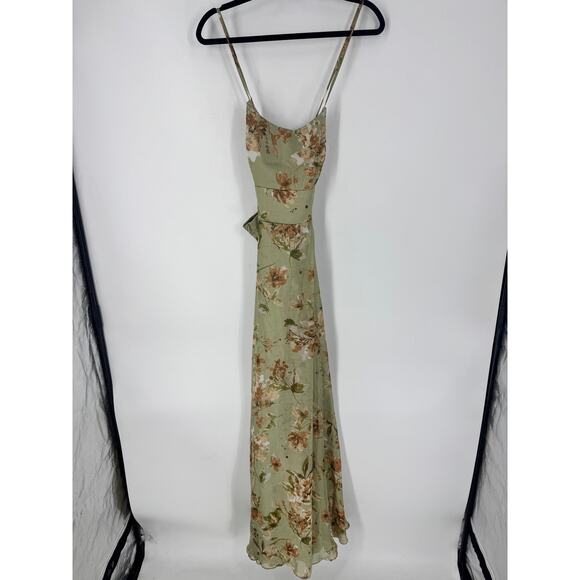 NWT Lulu's Mood of the Night Sage Green Floral Print Maxi Dress - Picture 4 of 6